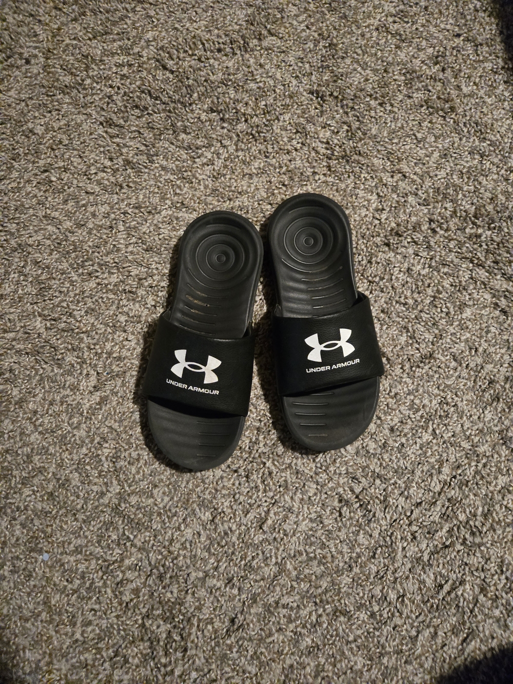 Under Armour Kids Black Slide Sandals with White Logo
